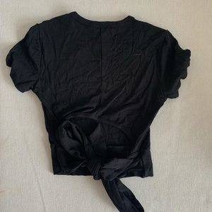 Garage Black T-Shirt Crop Top with Bow on Back